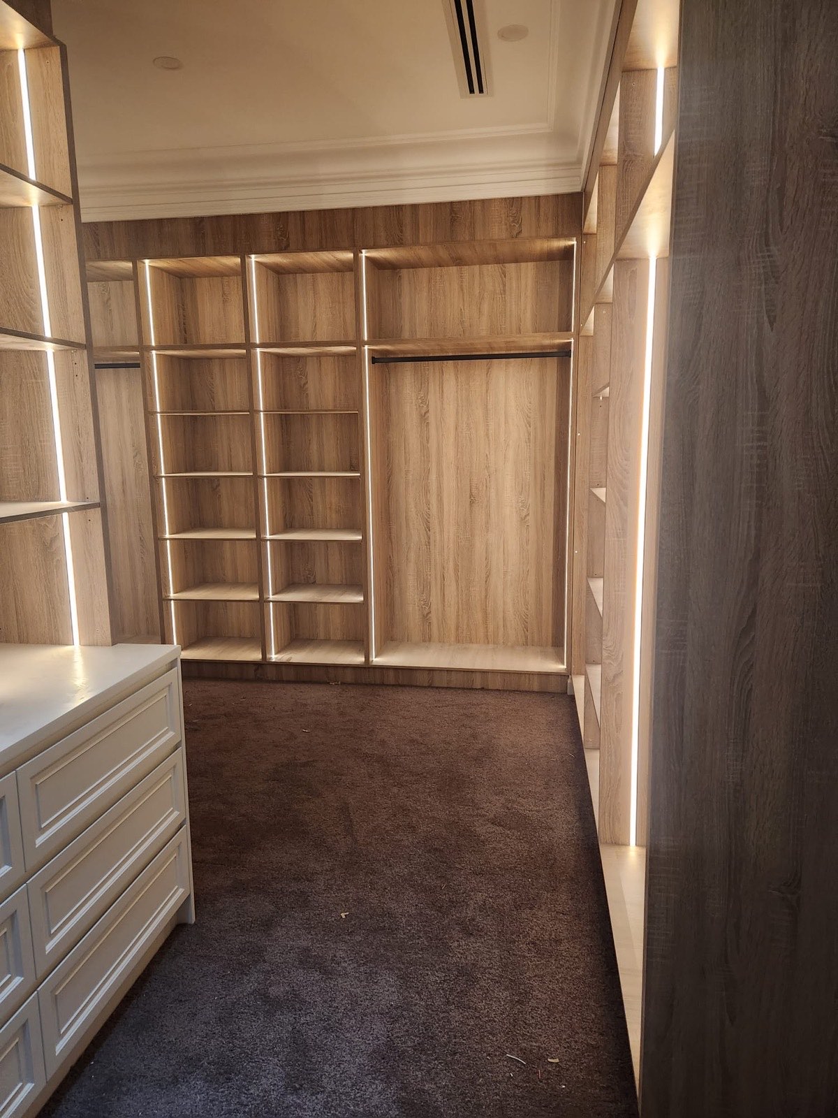 Wardrobe with glass display cabinetry
