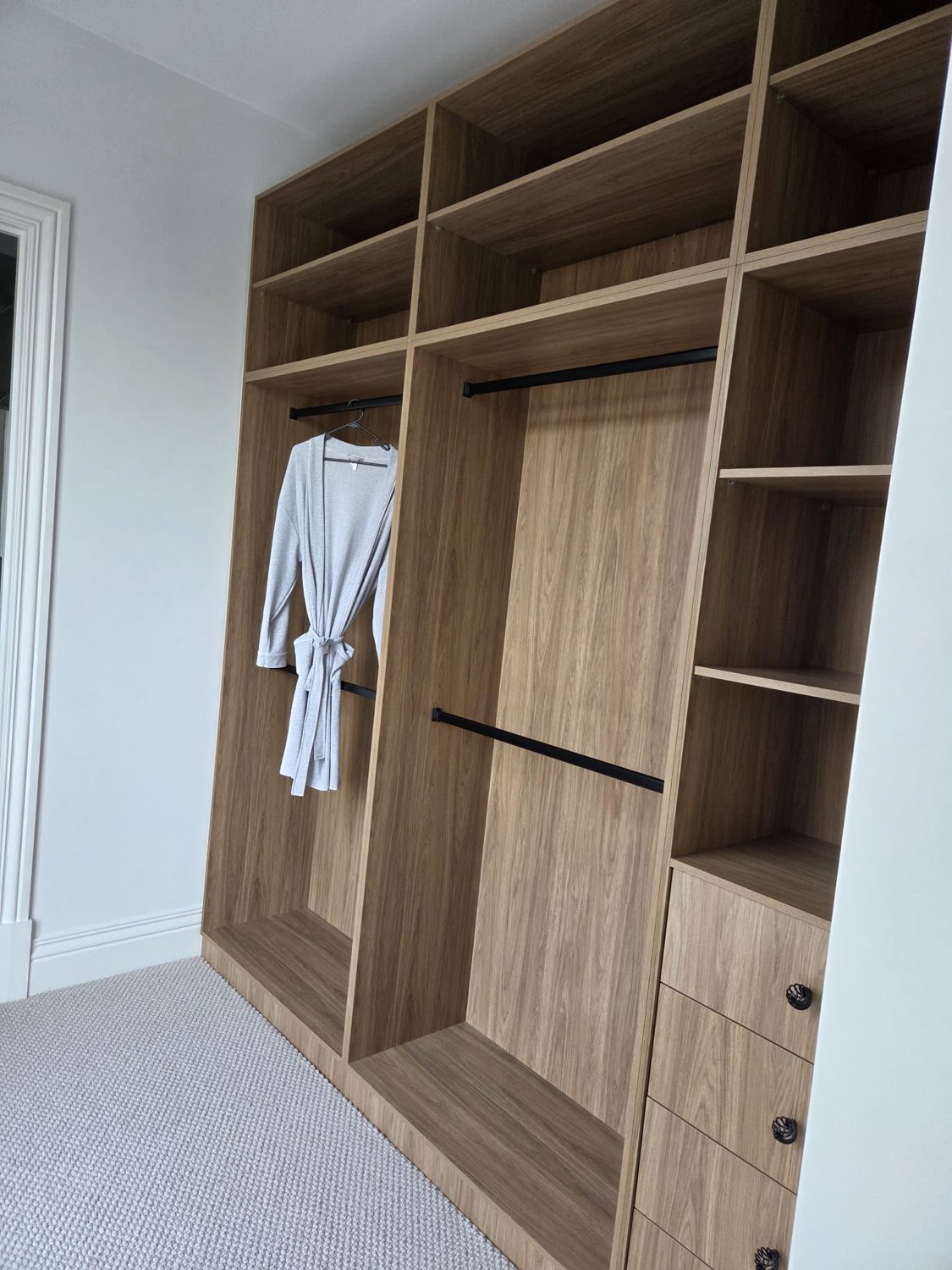 Timber open wardrobe with hanging space